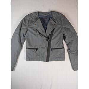 Gap Moto Jacket Women's Asymmetrical Zip Quilted Cotton Twill Olive Green Size 4